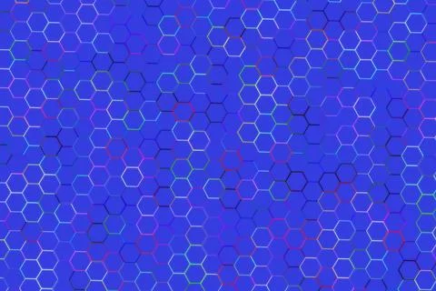 Blue hexagon pattern on digital background with glowing lines Stock Illustration
