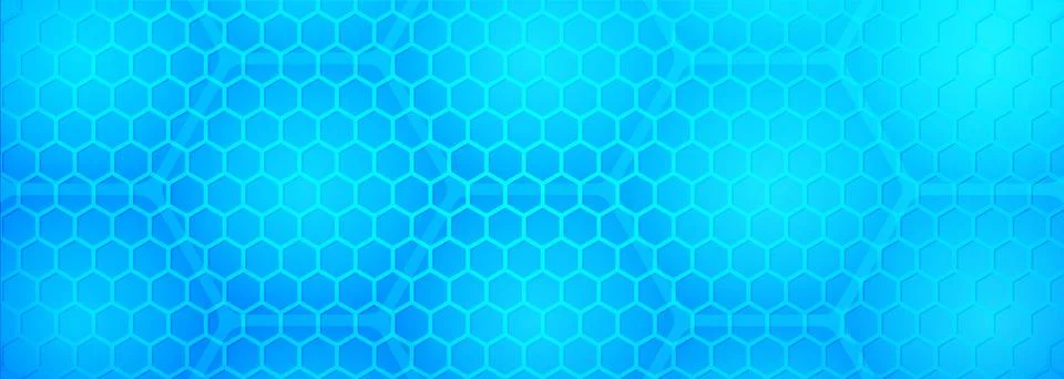 Blue hexagon pattern glowing abstract background, sci fi honeycomb grid with Stock Illustration