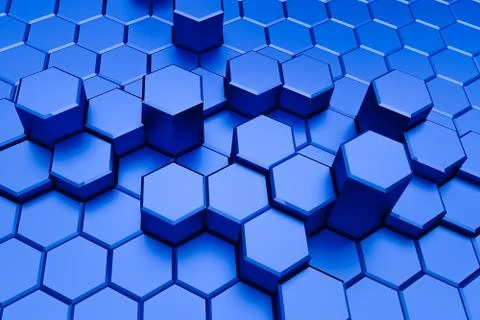 Blue hexagon pattern - honeycomb concept. 3D Rendering. イラスト素材