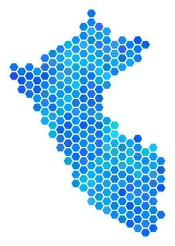 Blue Hexagon Peru Map Illustrazione stock