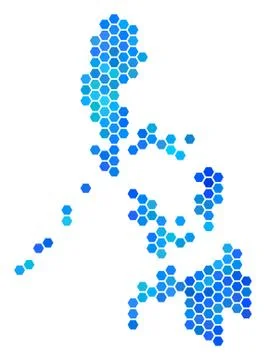 Blue Hexagon Philippines Map Illustrazione stock