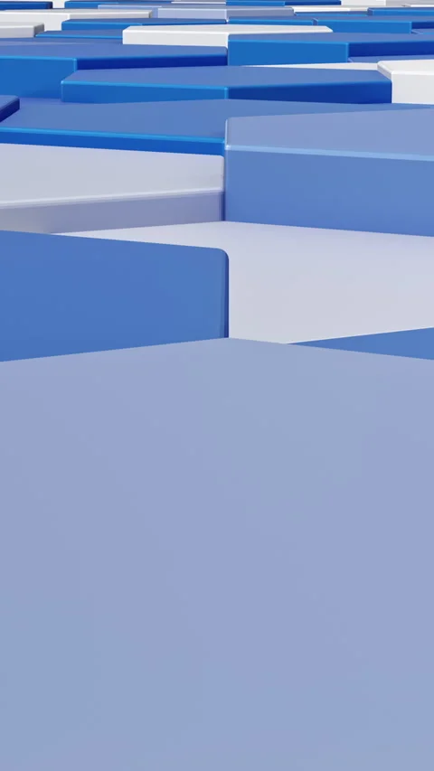 Blue Hexagon Platforms Extreme Close Up 3D Vertical Seamless Loop 库存影片 345852921