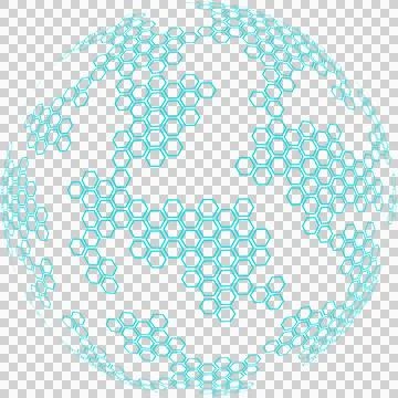 Blue hexagon sphere Stock Illustration