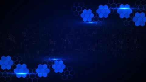 Blue hexagon technology background glowing cells, dotted grid, digital clusters Stock Footage 334100146