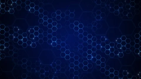 Blue hexagon technology background glowing geometric cells, dark digital space, Stock Footage 340477795