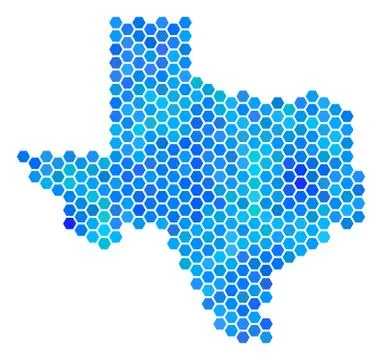 Blue Hexagon Texas Map Illustrazione stock