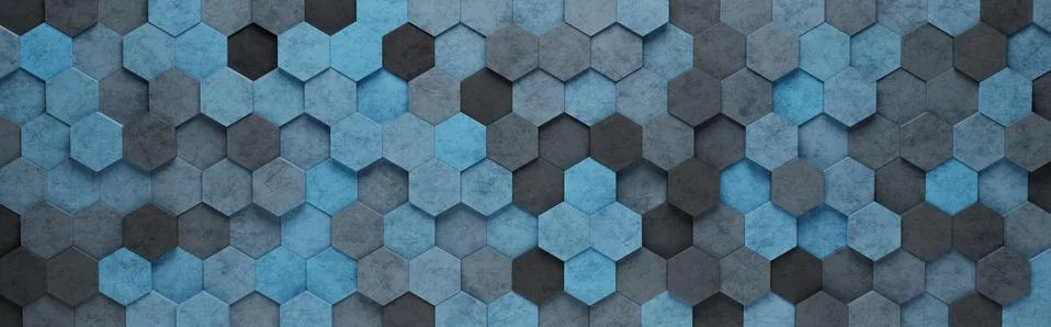 Blue Hexagon Tiles 3D Pattern Background Stock Illustration
