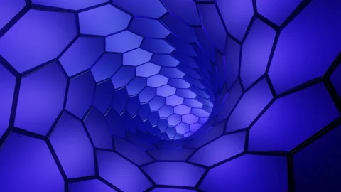 Blue hexagon tunnel loop animation Stock Footage 196207523