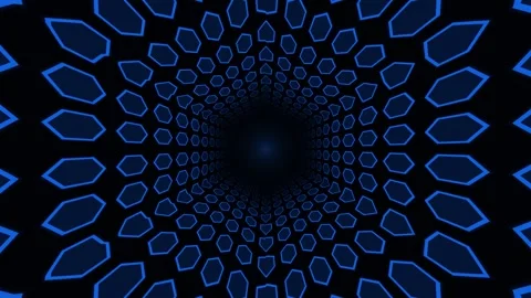 Blue hexagon tunnel perspective background for seamless Stock Footage 341774389