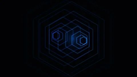Blue Hexagon Tunnel Perspective Background Seamless Loop Stock Footage 341816130