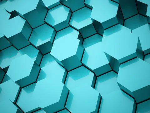 Blue hexagonal background concept rendered Stock Illustration