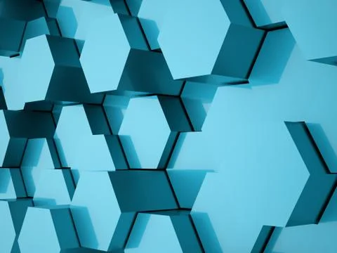 Blue hexagonal background concept rendered Stock Illustration