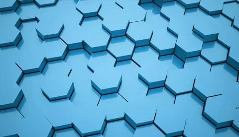 Blue hexagonal background concept rendered Stock Illustration
