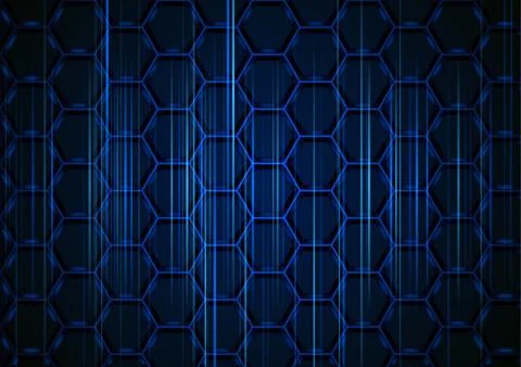 Blue Hexagonal Background with Light Stripes 스톡 일러스트