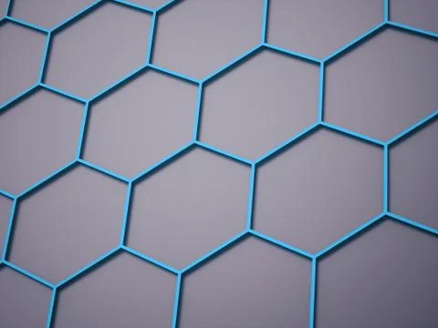 Blue hexagonal cells business background concept rendered Stock Illustration