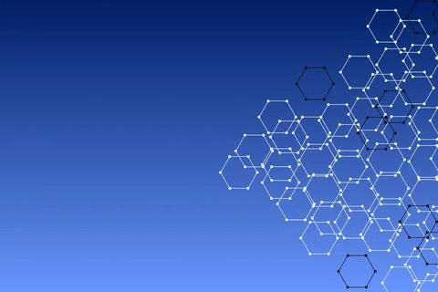 Blue Hexagonal Digital Network Background イラスト素材
