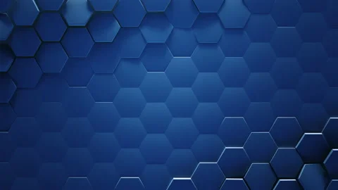 Blue hexagonal geometric background seamless loop 3D render animation Stock Footage 166085306