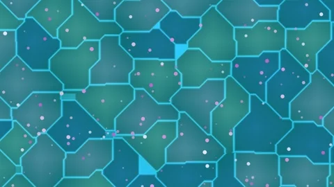 Blue Hexagonal Grid Pattern with Particles. Видео 329927618