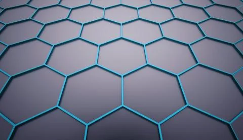 Blue hexagonal mesh on dark background rendered Stock Illustration