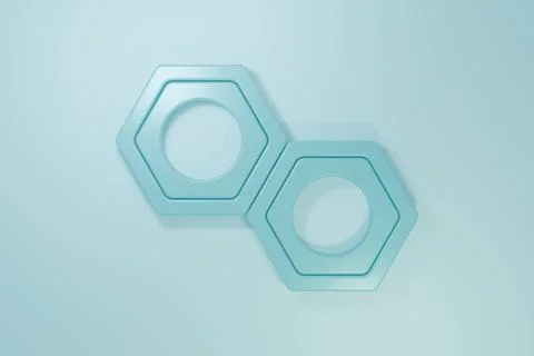 Blue Hexagonal metal nut icon isolated on blue background. Minimalism conce.. イラスト素材
