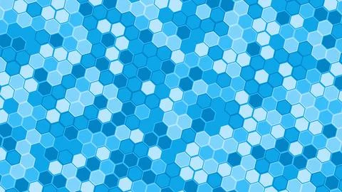 Blue hexagonal mosaic pattern filling the frame with varying light and dark b Illustration