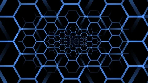 Blue Hexagonal Optical Illusion. Video stock 104331153
