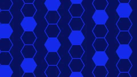 Blue Hexagonal Pattern with Glowing Geometric Shapes for Technology and Sci.. Stock Illustration