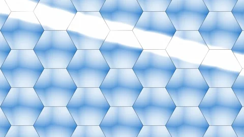 Blue hexagonal pattern with white curved line moving across during soft gra.. Stock Footage 341691357