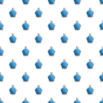 Blue hexagonal perfume bottles seamless pattern Stock Illustration