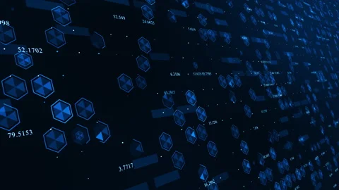 Blue hexagonal with run number abstract background technology concept Stock-Footage 143752812