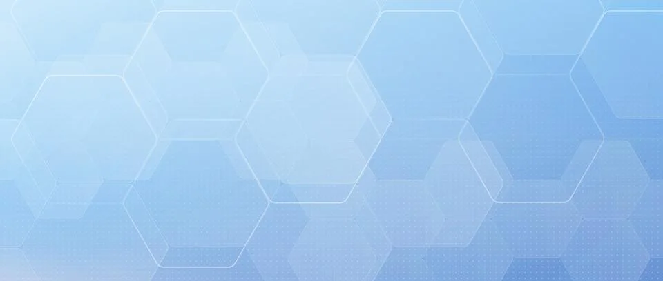 Blue hexagonal tech background with dotted grid Stock Illustration