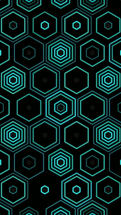 Blue hexagons on black make a striking design Stock Footage 331686979