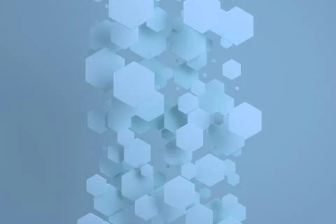 Blue hexagons of random size on blue background Stock Illustration