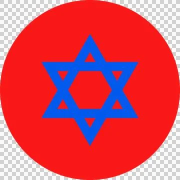 Blue hexagram is being displayed on bold red circle in flat design, transparent Stock Illustration