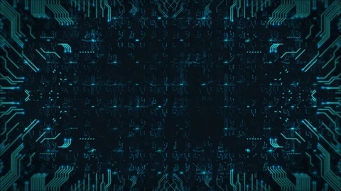 Blue Hi-Tech Circuit Board Background. Seamless Loop Abstract Animation. Stock-Footage 80642983