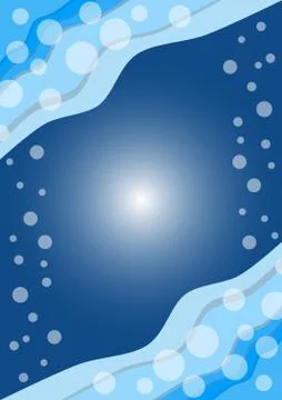 Blue high contrasting abstract background with transparent white waves and Stock Illustration