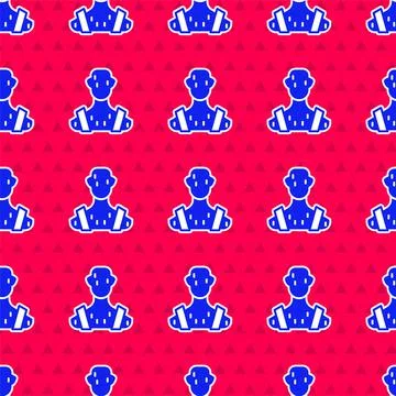 Blue High human body temperature or get fever icon isolated seamless pattern on Stock Illustration