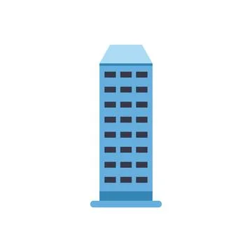 Blue high rise building vector icon representing urban architecture Ilustração Stock