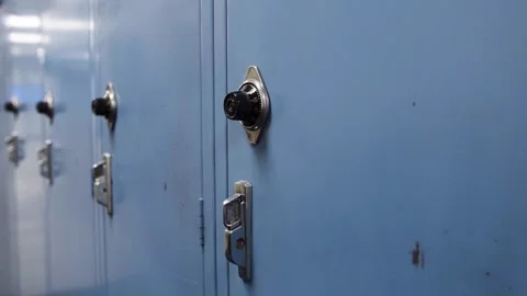 Blue High School Lockers - Medium Video stock 253201522