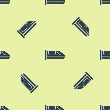 Blue High-speed train icon isolated seamless pattern on yellow background Illustrazione stock