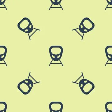 Blue High-speed train icon isolated seamless pattern on yellow background Illustrazione stock