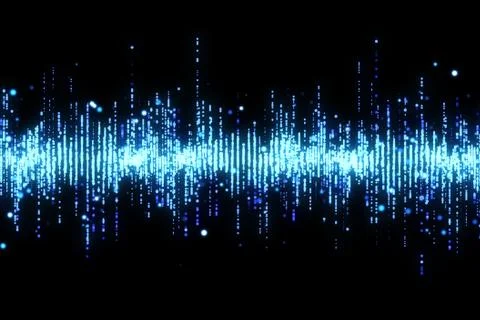 Blue high tech waveform equalizer 3d illustration Stock Illustration