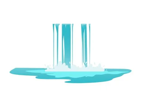 Blue high waterfall flat style, vector illustration isolated on white Stock Illustration