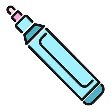 Blue highlighter marker icon for office and school Stock Illustration