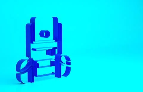 Blue Hiking backpack icon isolated on blue background. Camping and mountain e Stock Illustration