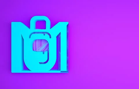 Blue Hiking backpack icon isolated on purple background. Camping and mountain Stock Illustration