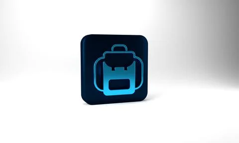 Blue Hiking backpack icon isolated on grey background. Camping and mountain Stock Illustration