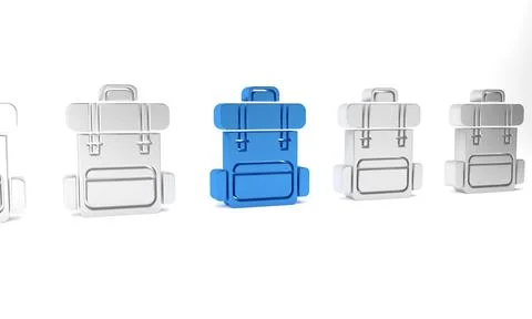Blue Hiking backpack icon isolated on white background. Camping and mountai.. Illustrazione stock