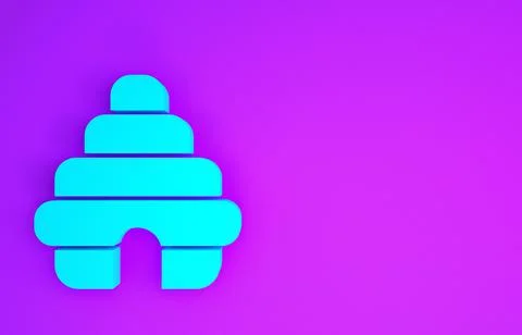 Blue Hive for bees icon isolated on purple background. Beehive symbol. Apiary Illustrazione stock