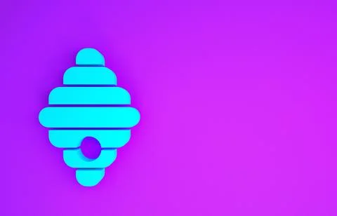 Blue Hive for bees icon isolated on purple background. Beehive symbol. Apiary Illustrazione stock